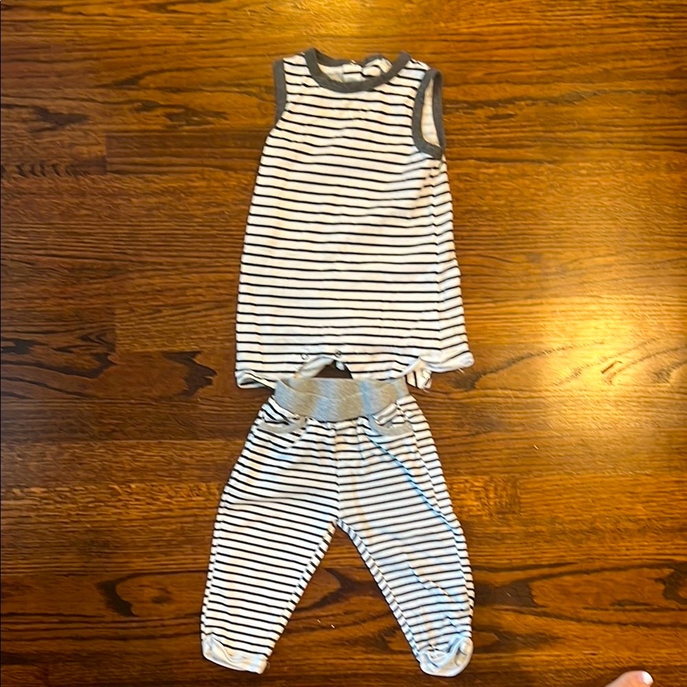 Striped Kids Matching Set - Gray and White